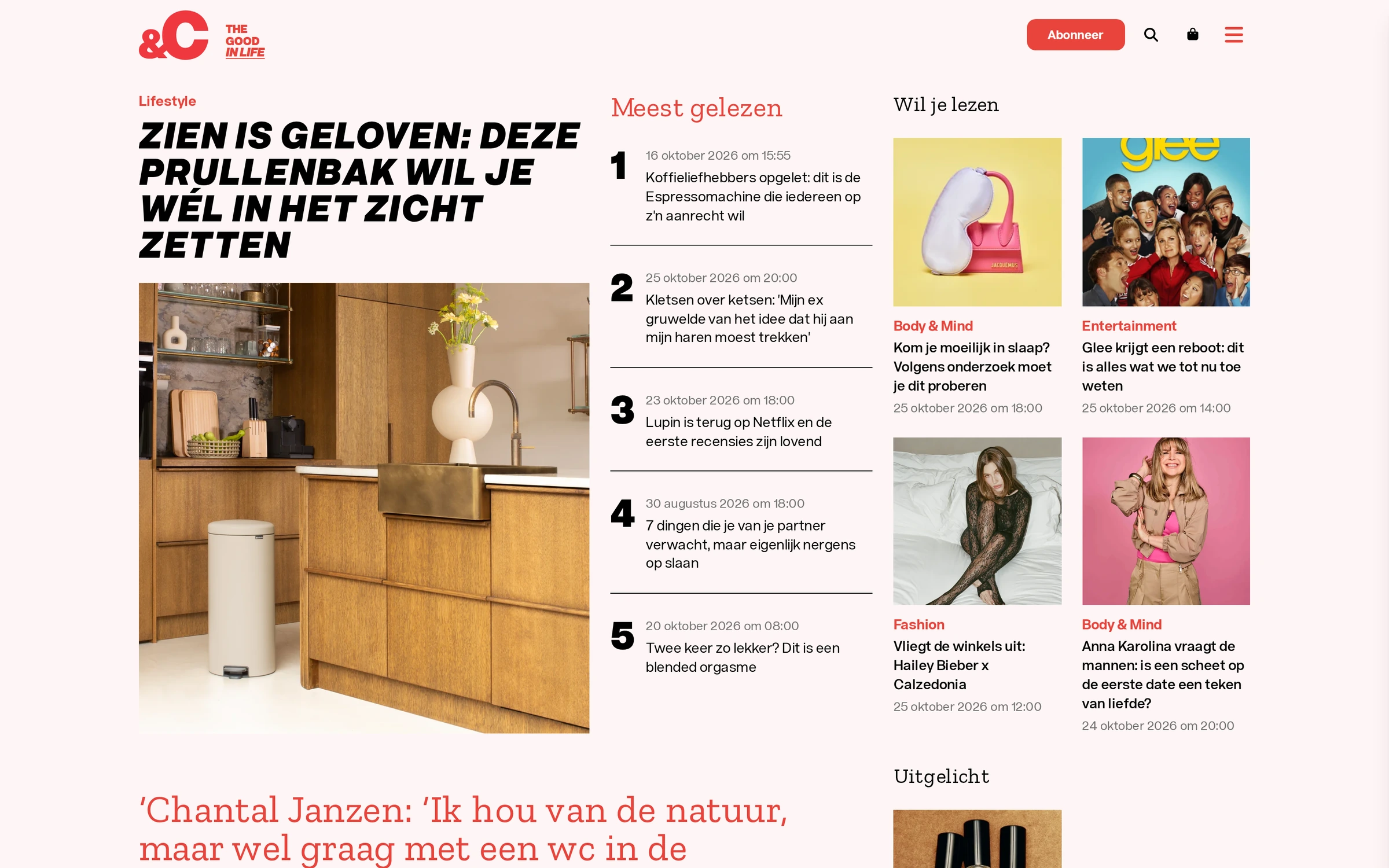 Homepage van andc.tv: uitgelicht verhaal, meest gelezen en leessuggesties