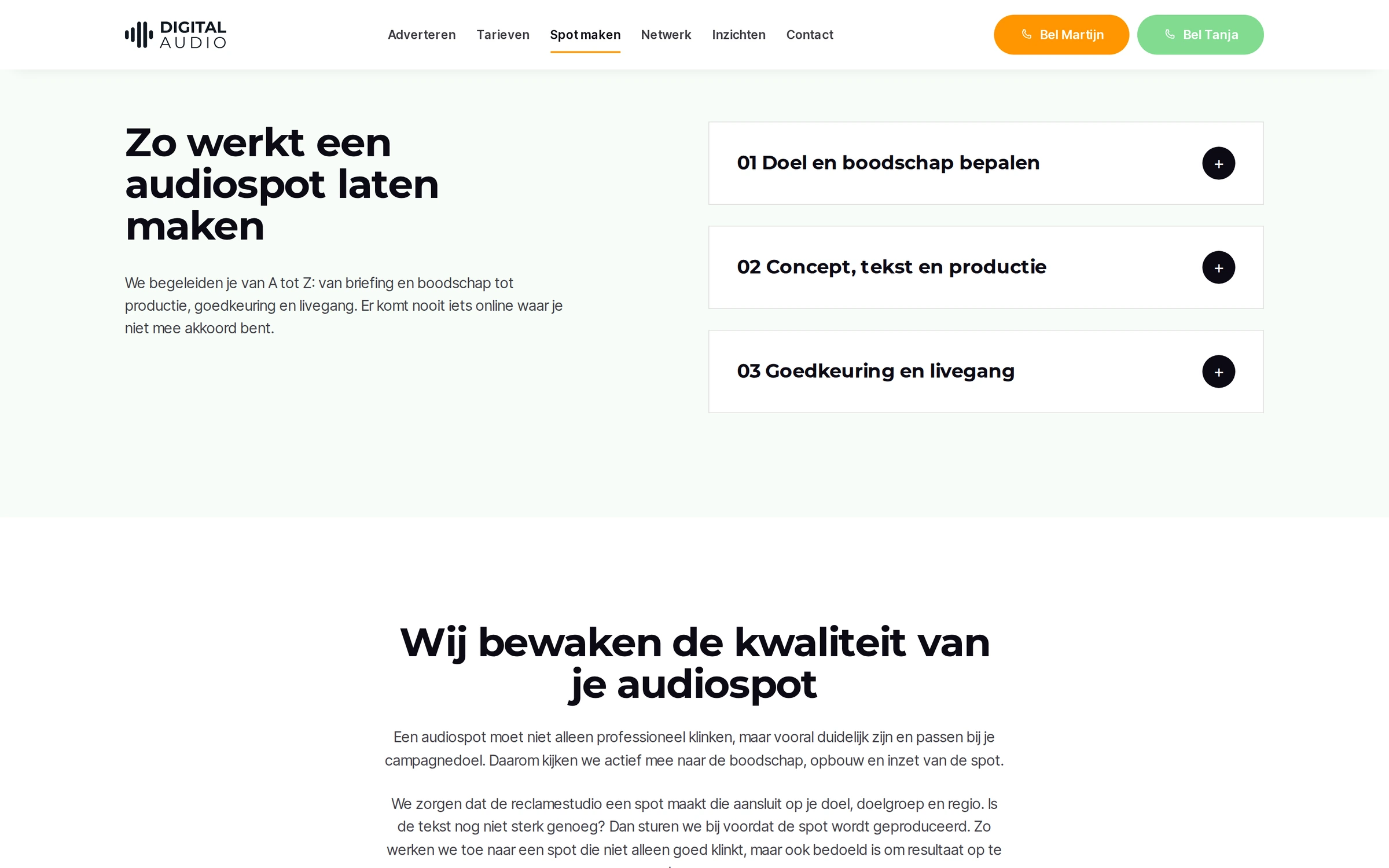 Pagina Laat je audiospot maken: van doel en boodschap tot goedkeuring en livegang