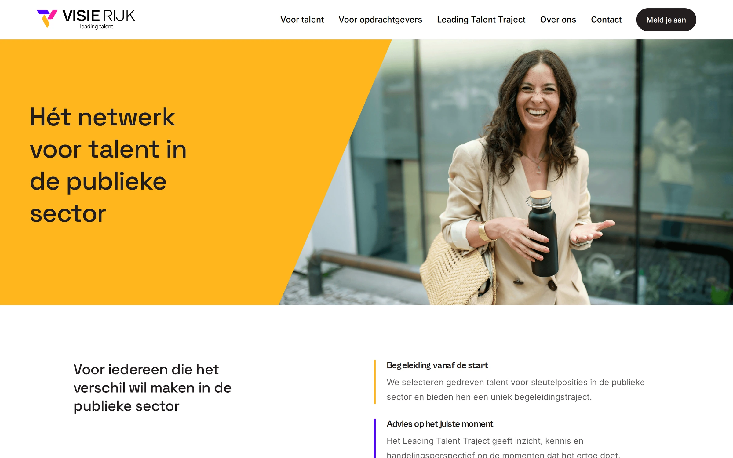 Homepage van VisieRijk: het netwerk voor talent in de publieke sector