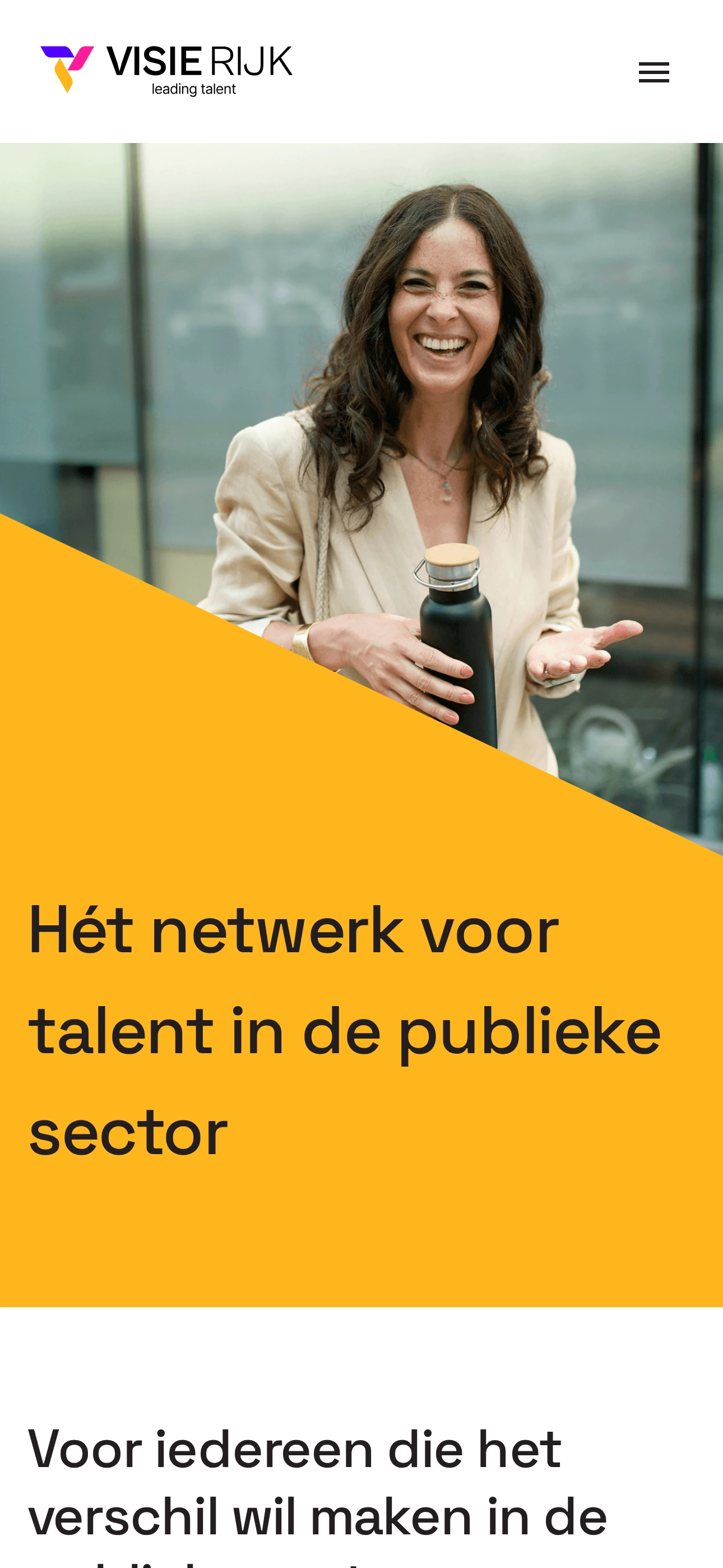 Homepage van VisieRijk op mobiel